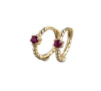 ZHENL Ohrringe Hängend Mit Stein,Goldene Kreis-Perlen-Ohrringe, Einfache Rote Edelstein-Damenohrringe, Hypoallergene S925-Ohrstecker, Stilvolles Pendeln Für Den Täglichen Gebrauch