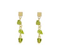 ZHENL Ohrringe Hängend Mit Stein,Modische Goldene Lange Kette Damenohrringe, Grüner Naturstein-Anhänger-Ohrring, Hypoallergene 925-Ohrstecker-Ohrringe, Stilvolles Pendeln Für Den Täglichen Gebrauch