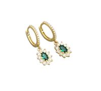 ZHENL Ohrringe Hängend Mit Stein,Ohrschmuck Mit Smaragd-Zirkon-Anhänger, Leichte, Luxuriöse, Goldene, Runde Damen-Ohrschnallen, Hypoallergene S925-Ohrstecker, Stilvoller Pendelverkehr