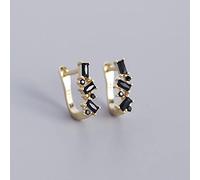 ZHENL Ohrringe Hängend Mit Stein,Schwarzer, Unregelmäßiger Zirkon-Ohrschmuck, Leichte, Luxuriöse, Goldene U-Form-Damen-Ohrschnallen, Hypoallergene S925-Ohrstecker, Stilvoller Pendelverkehr