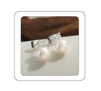 ZHESHY Perlen Ohrringe Silber 925 Stecker Damen Weiß Süßwasserperlen Gold Silber 8MM Ohrstecker Ohrringe mit Perle Creolen Perlenohrringe Hängend Hypoallergene Schmuck Frauen Mädchen Braut Geschenk