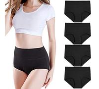 Zhiyao 5PC Damen Unterwäsche Hipster Baumwolle Ultraweich Unterhosen Wöchnerinnen Slip High Waist Taillenslip Pure Color Höschen