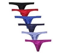 Zhiyao 6er Pack Herren Bequeme Bikini Unterwäsche komfortabel Jockstrap G-String modal Slips String Männer Sexy Low Rise Tanga Men Unterhosen, Mehrfarbig, XXL