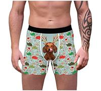 Zhiyao Boxershorts Weihnachten Herren Stretch Slim Unterhosen Baumwolle Weich Bedrucken Unterwäsche Lustiges Geschenk für Men Männer Freund Valentinstag Geburtstag Weihnachten Bequem Viele Größen