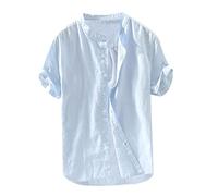 Zhiyao Herren Baumwolle Leinenhemd Herren-Hemd Slim-Fit Langarm/Kurzarm Männer Hemden Freizeithemd Funky Hawaiihemd Regular Fit Men Shirts Sommerhemd Sommer T-Shirt für den Strandurlaub