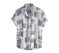 Zhiyao Herren Funky Hawaiihemd Langarm/Kurzarm Männer Hemden Freizeithemden Businesshemd Stretch Freizeithemd Strand Beilaufig Hawaii Hemd für den Strandurlaub, Weiß