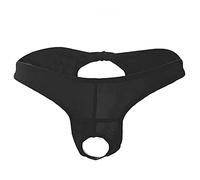 Zhiyao Herren Jockstrap String Tanga Männer Wetlook Leder Schwarz Unterhose Trunks mit Kunstleder Kurze Hose Pants Offene Erotik Slips