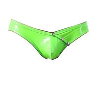 Zhiyao Herren Lackleder String Tanga Unterwäsche Männer Wetlook Leder Slips Lack Briefs Wetlook Dessous Sexy Unterwäsche Thong Sport G-String Low Rise Kunstleder Unterhose Clubwear