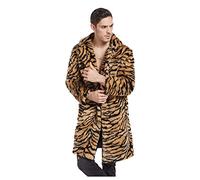 Zhiyao Herren Pelzmantel Leopard/Tiger Muster Warme Winterjacke Kunstpelz Mantel Flauschige Fellmantel Nerzmantel Parka Jacke Wintermantel