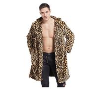 Zhiyao Herren Pelzmantel Leopard/Tiger Muster Warme Winterjacke Kunstpelz Mantel Flauschige Fellmantel Nerzmantel Parka Jacke Wintermantel