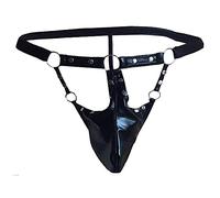 Zhiyao Herren String Tangas Jockstrap Sport Hipster Unterwäsche Leder Männer Tanga Erotik Slips Bequeme Bikini G-Strings Reizwäsche Dessous Erotisch Unterhosen, Schwarz, XXL