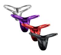 Zhiyao Herren Tanga Leder Unterwäsche Männer Jockstrap String Slips Thong Sport G-String Kunstleder Unterwäsche Unterhosen 4er Pack
