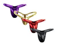 Zhiyao Herren Tanga Leder Unterwäsche Männer Jockstrap String Slips Thong Sport G-String Kunstleder Unterwäsche Unterhosen 4er Pack