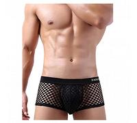 Zhiyao Herren Tanga Transparent Atmungsaktives Mesh Unterwäsche Wetlook Boxer Shorts Sexy Höschen Bikini Slip Hipster Sexy Boxershorts Männer Sportunterwäsche Low-Rise