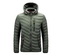 Zhiyao Herren Übergangsjacke Steppjacke Daunenjacke Sportjacke Freizeitjacke Materialmix Kapuze Reißverschluss Street Style