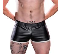 Zhiyao Lederhosen Herren Sport Shorts Laufshorts Kurze Running Sporthose Fitness Training Boxershorts Slim Pants Soft PU Leder Wetlook Männer Badehose