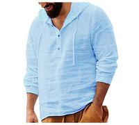 Zhiyao Leinenhemd Herren Hemd Herren Sommer Langarm/Kurzarm Hemden Freizeithemd Businesshemd Regular Fit Men Shirts Sommer Basic Shirt Strandhemd Shirts für Männer, Blau, 3XL