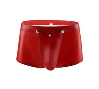 Zhiyao Männer Sexy Boxershorts Tanga Kunstleder Wetlook Dessous Sport Briefs Unterwäsche Boxers Low-Rise Bulge Pouch Underhose