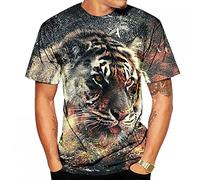 Zhiyao Unisex T Shirts mit Tiger 3D Drucken Kurzarm Sommer Männer Herren T-Shirt Herren-T-Shirt, XL