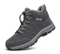 ZHNSHM Herren-Schneestiefel Warme Winterstiefel Pelzgefütterte Wanderstiefel Spritzwassergeschützte Nackte Winterstiefel