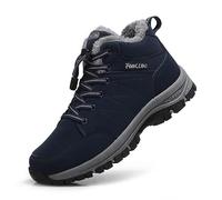 ZHNSHM Herren-Schneestiefel Warme Winterstiefel Pelzgefütterte Wanderstiefel Spritzwassergeschützte Nackte Winterstiefel