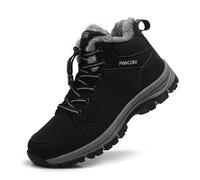 ZHNSHM Herren-Schneestiefel Warme Winterstiefel Pelzgefütterte Wanderstiefel Spritzwassergeschützte Nackte Winterstiefel