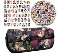 Zhongkaihua Bungo Stray Dogs Anime Federmäppchen Student Schreibwaren Tasche Große Kapazität Doppellagige Bleistifttasche Gratis 100 Stück Anime Aufkleber Cartoon Graffiti Wasserdichte Aufkleber