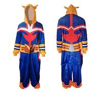 Zhongkaihua MHA Cosplay All Might Yagi Toshinori Einteiler mit Kapuze, Reißverschluss, Cord, Nachthemd, Overall, Weihnachten, Zuhause, Nachtwäsche, Winter, warme Geschenke, S-XL, Mha All Might, M