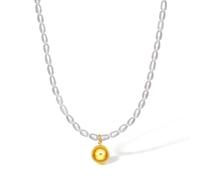 ZHOU LIU FU 18K Gold Beaded Anhänger Halskette Süßwasserperlen 750 Gelbgold Ovale Perle Beads Kette Schmuck für Damen Braut Liebhaber Geschenke Geburtstag Hochzeit Valentinstag 43cm