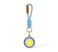 ZHOU LIU FU 24K Gold Anhänger Chinesischer Wörter 999 Gelbgold Charm RICH Rosa/Blau Schlüsselanhänger Rund Schmuck für Damen Herren Paare Geschenke Geburtstag Jahrestag Valentinstag