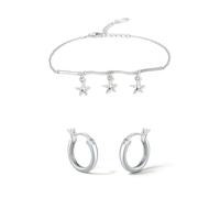 ZHOU LIU FU Damen Armband Silber 925 Stern Silber 925 Ohrringe Kleine Creolen