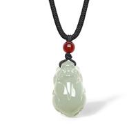 ZHOU LIU FU Grün Jade Anhänger Halskette Pixiu Charm Edelstein Anhänger Kette Blessing Rot Achat Beaded Schmuck Heilend für Damen Herren Paar Geschenke Geburtstag Jahrestag Valentinstag 65-75cm