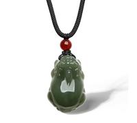 ZHOU LIU FU Grün Jade Anhänger Halskette Pixiu Charm Edelstein Anhänger Kette Blessing Rot Achat Beaded Schmuck Heilend für Damen Herren Paar Geschenke Geburtstag Jahrestag Valentinstag 65-75cm