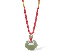 ZHOU LIU FU Grün Jade Anhänger Ketten Ruyi-Zepter Charm Halskette Glücksbringend für Damen Tochter Mutter Partnerin Jahrestag Geburtstag Geschenke (Rot Geflochtene Seil 65-75cm) Y0414788