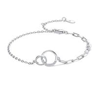 ZHOU LIU FU Silber 925 Armband Damen Zirkonia Armbänder Infinity Armkette Unendlichkeit Armschmuck Verstellbar Armschmuck Kristall Kreis Anhänger Glitzer Armreif 925er Schmuck Geschenke Valentinstag
