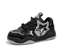 ZHOUPULP Herren Y2K Stern Plattform Sneaker Atmungsaktive Low-Top Skateschuhe für Streetwear & Campus 987 Schwarz Größe 42