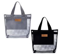 ZhouWei 2 Stück Strandspielzeug Tasche, Faltbare Sandspielzeug Tasche, Wiederverwendbare Netztasche, Strandtasche Strandspielzeug, Mesh Beach Bag, Netz Strandtasche, für Pool Strand Reisen