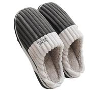 ZHOUXYFDC Schlappen Herren Große Größe 48 49 Männer Hausschuhe Winter Warme Slipper Paare Komfort Pelzigen Schuhe Casual Schuhe Indoor Dicke Plüsch Rutschen(Grey,46-47)