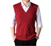 ZHSOAO Pullunder Herren Herrenpulloverweste, Plüsch, warme Pullover, männlich, dick, ärmellos, Herrenstrickweste, Top, Weste(Red,4XL)