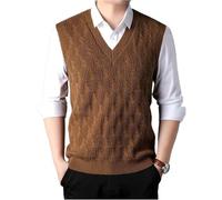 ZHSOAO Pullunder Herren Herrenpulloverweste, Plüsch, warme Pullover, männlich, dick, ärmellos, Herrenstrickweste, Top, Weste(Brown,5XL)