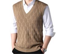 ZHSOAO Pullunder Herren Herrenpulloverweste, Plüsch, warme Pullover, männlich, dick, ärmellos, Herrenstrickweste, Top, Weste(Khaki,4XL)