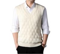 ZHSOAO Pullunder Herren Herrenpulloverweste, Plüsch, warme Pullover, männlich, dick, ärmellos, Herrenstrickweste, Top, Weste(Beige,L)