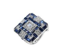 ZHUDJ 925 Sterling Silber Ring Blauer Saphir Edelstein Ringe Für Frauen Hochzeit Verlobungsschmuck 8 Blau