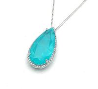 ZHUDJ Paraiba Turmalin Halskette Edelstein Anhänger Big Stone Pear12*25mm Für Frauen Edlen Schmuck Party Hochzeitsgeschenk