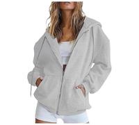 ZhungZaoh Sweatjacke Damen Oversize Zip Hoodie Kapuzenpullover Y2K Sweatshirt Winter Pullover Warme Hoody Jacke mit Kapuze (Dark Gray, M)