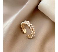 ZHUTI Verstellbare Offene Ringe Für Frauen,Damen Verstellbarer Offener Ring Mode Einfacher Zweireihiger Offener Perlenring Verstellbar Geeignet Für Bankett, Party, Geburtstag, Valentinstagsgeschenk