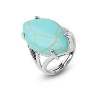 ZHUTI Verstellbare Offene Ringe Für Frauen,Verstellbarer Offener Damenring Naturstein Gebogener Marquise-Türkis-Offener Ring Verstellbar Geeignet Für Bankett, Muttertag, Geburtstagsgeschenk