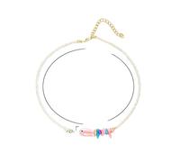 ZIAFRPN Charmante Keramik Fisch Muschel Seestern Anhänger Halskette für Frauen Boho Bunte Acryl Perlen Choker Halskette Sommer Strand Schmuck