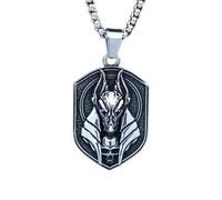 ZIAFRPN Fashion Anubis-Anhänger mit Totenkopfhalskette Vintage-Choker-Glänkkette für Männer Punk-Accessoires Freundgeschenk