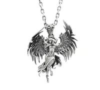ZIAFRPN Klassischer Punk Mechanischer Stil Engel Krieger Anhänger Halskette Herren Qualität Metall Rock Biker Schmuck Glückwunsch Geschenke